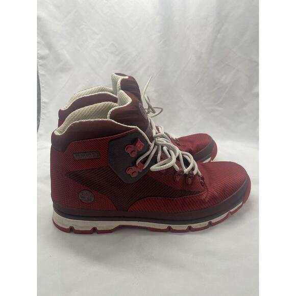 Timberland Euro Hiker Jacquard Medium Red Jacquard Mens Lace-Up Boots Size 13M - Picture 4 of 10